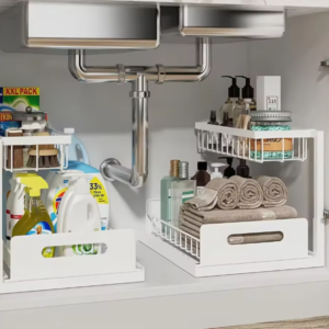 2-Tier Sliding Non-Folding Standing Sink Organizer