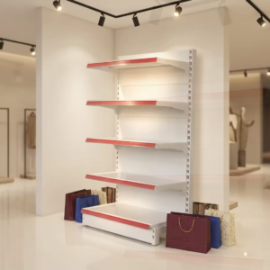 Strong and Stable Iron Supermarket Gondola Rack Shelf with Light Duty Solid Structure for Grocery and Store Shelving